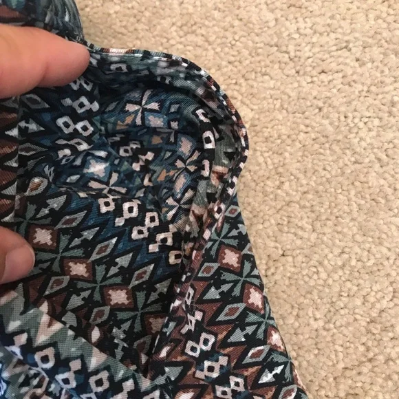 Jessica Simpson Boho Harem Cabana Pants Womens Medium Baggy Relaxed Teal Brown - Picture 9 of 13